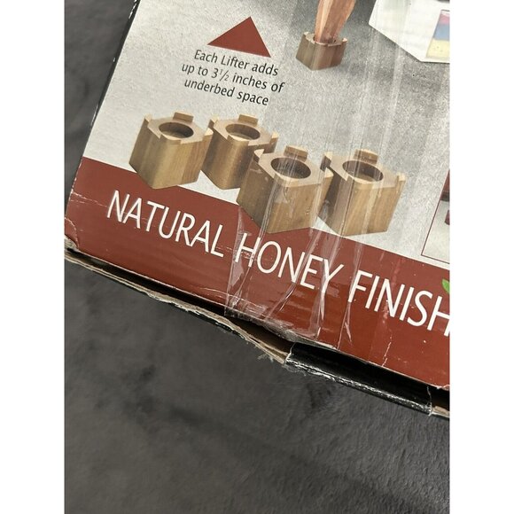 Richards Stackable Wood Bed Lifters Natural Honey Finish (Set of 4 lifters) - Picture 7 of 8
